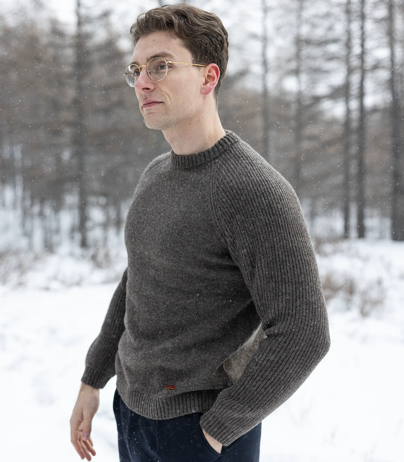 Side view of men’s luxury Mongolian yak wool jumper