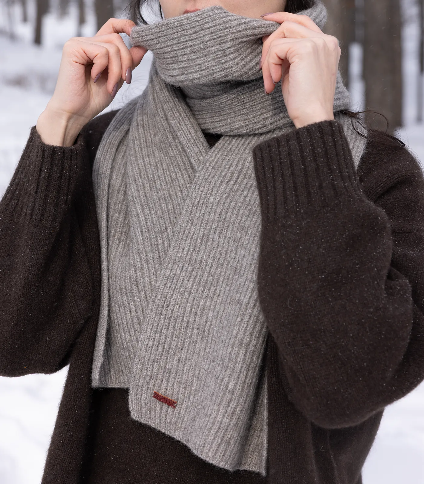 Close-up of soft Mongolian yak wool scarf texture