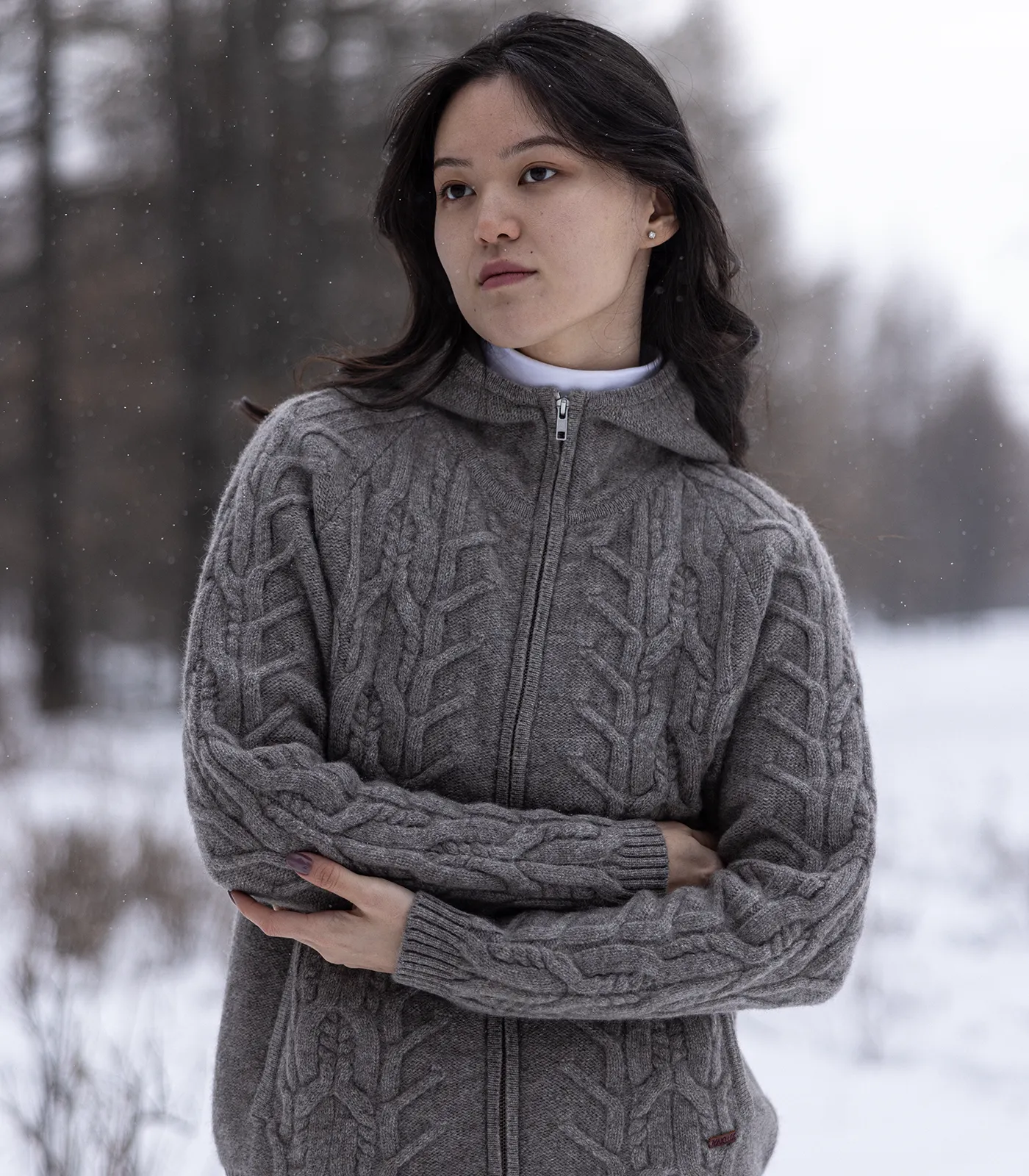Unisex 100% yak wool hooded jumper with warm textured knit